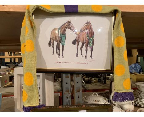 A KAUTO STAR PICTURE WITH  COUNTRYWARE SCARF AS WORN BY HIS JOCKEY 