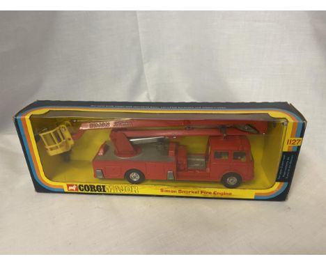 A CORGI SIMON SNORKEL FIRE ENGINE, NUMBER 1127 (1973 VERSION) IN ORIGINAL BOX 