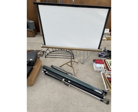 A GROUP OF THREE VARIOUS PROJECTOR SCREENS 