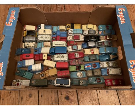 FIFTY SIX UNBOXED CORGI VEHICLES - LAND ROVERS, HORSE TRAILERS, COMMER VANS ETC 