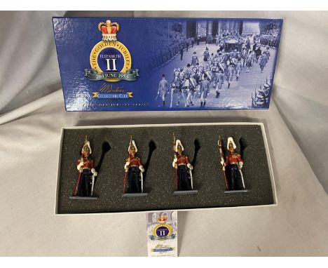 A BOXED BRITAINS CORPS OF GENTLEMEN AT ARMS FOUR PIECE MODEL SOLDIER SET -  NUMBER 40261 - FROM THE GOLDEN JUBILEE SERIES 