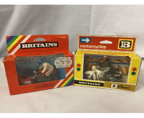 TWO BOXED BRITAINS MODEL MOTORCYCLES -  U.S. SHERIFF 9692 (1974 VERSION) AND M V AGUSTA 9678 (1980 VERSION) 