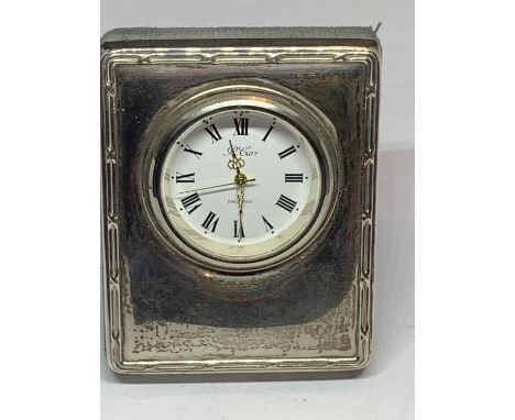A HALLMARKED SHEFFIELD SILVER DESK CLOCK 