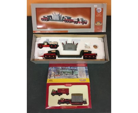 TWO BOXED VEHICLES TO INCLUDE A CORGI 1/50 HEAVY HAULAGE SET AND A TRACKSIDE 1/76 BRITISH RAILWAYS 