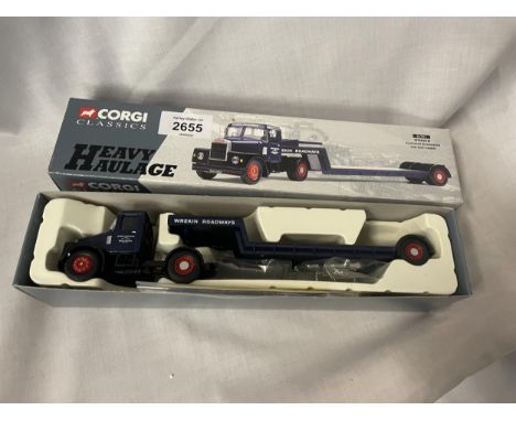 A BOXED CORGI LIMITED EDITION HEAVY HAULAGE WREKIN SCAMMELL ARTIC LOW LOADER 1:50 SCALE 