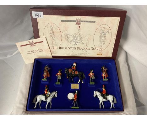 A BOXED BRITIANS THE ROYAL SCOTS DRAGOON GUARDS EIGHT PIECE MODEL SOLDIER SET -  NUMBER 5291 - LIMITED EDITION NUMBER 796/700