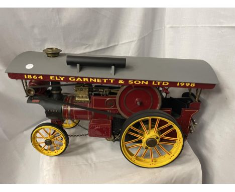 A SCRATCH BUILT MODEL OF A BURRELL SHOWMAN'S TRACTION ENGINE WITH GAS FIRED BOILER, ELECTRIC GENERATOR, CANOPY WITH LIGHTS IN