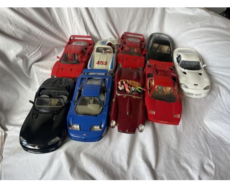 NINE UNBOXED 1:18 SCALE DIECAST VEHICLES - MOSTLY BURAGO 