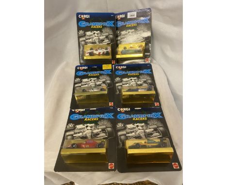 SIX CORGI GRANDPRIX RACERS - WILLIAMS RENAULT, BENETTON, LOTUS, FERRARI, FOOTWORK AND SECOND LOTUS (FULL SET PLUS ONE EXTRA) 