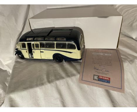 A BOXED ORIGINAL CLASSICS 1:24 SCALE BEDFORD OB DUPLE ROYAL BLUE COACH WITH WORKING LIGHTS - LIMITED EDITION 65/500 