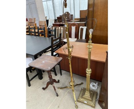 AN ART NOUVEAU BRASS STANDARD LAMP 