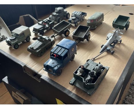 TWELVE UNBOXED WWII METAL (ONE PLASTIC) PLASTIC MILITARY VEHICLES - INCLUDING BRITAINS CORGI AND LONE STAR 