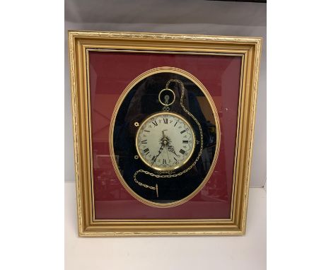 A GILT FRAMED KEN BROADBENT POCKET WATCH COLLAGE CLOCK 
