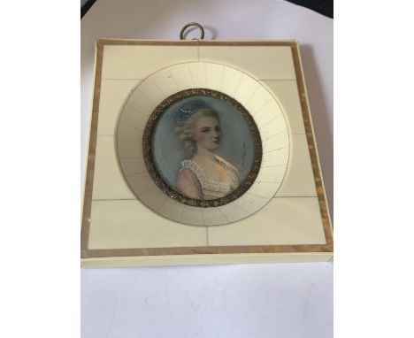 A FRAMED MINIATURE PORTRAIT SIGNED 