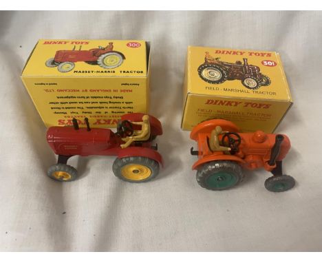 TWO BOXED DINKY MODELS TO INCLUDE A 301 FIELD MARHALL TRACTOR AND A 300 MASSEY HARRIS TRACTOR 