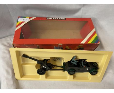 A BOXED BRITIANS ARMY GROUP KUBELWAGON AND FIELD GUN TWO PIECE MODEL SOLDIER SET -  NUMBER 9788 