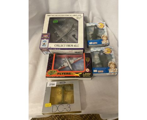 FIVE VARIOUS MODEL AEROPLANES IN ORIGINAL BOXES - B-29, DC-3, SOPWITH CAMEL ETC 