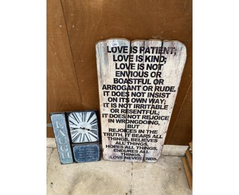 A VINTAGE STYLE SIGN AND A FURTHER CLOCK 