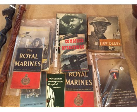 A NUMBER OF MILITARIA BOOKLETS TO INCLUDE THE EIGTH ARMY AND BOMBER COMMAND 