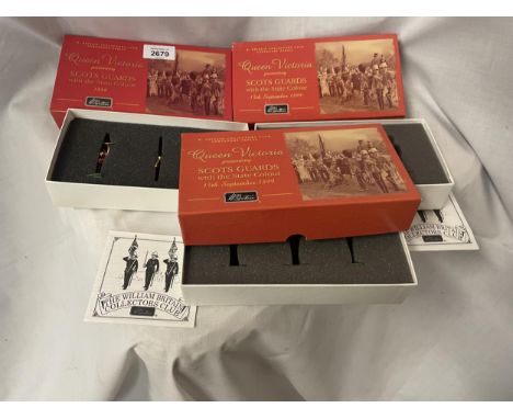 THREE BOXED BRITIANS SCOTS GUARD BAND THREE PIECE MODEL SOLDIER SETS NUMBERS 00292, 40106 AND 5994 