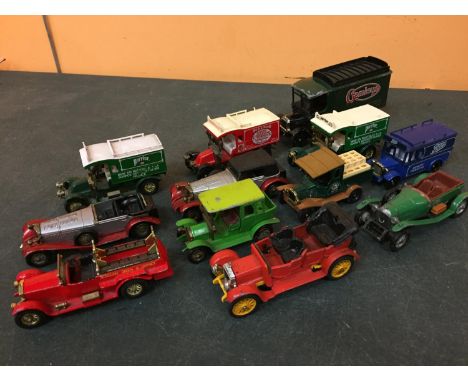 TWELVE VINTAGE DIECAST MODEL VANS AND CARS 