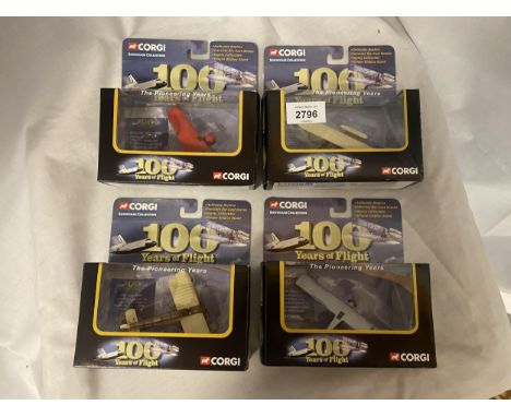 FOUR CORGI 100 YEARS OF FLIGHT MODEL AEROPLANES - ALL FOUR OF THE PIONEERING YEARS, WRIGHT FLYER, SPIRIT OF ST LOUIS, BLERIOT