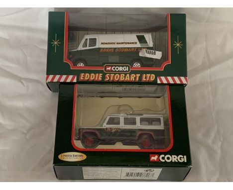 TWO BOXED CORGI EDDIE STOBART VEHICLES TO INCLUDE A LIMITED EDITION LANDROVER DEFENDER 110 SCALE 1:43 CC07706 AND A MERCEDES 