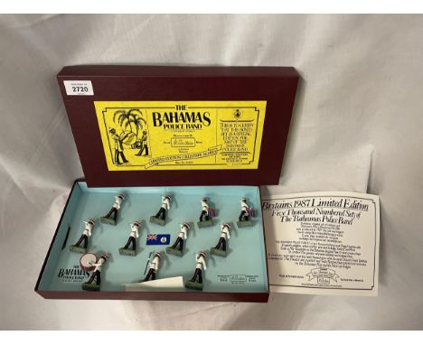 A BOXED BRITIANS THE BAHAMAS POLICE BAND ELEVEN PIECE MODEL SOLDIER SET NUMBER 5187 - LIMITED EDITION 2920/5000 