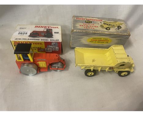 TWO BOXED DINKY MODELS TO INCLUDE A 965 EUCLID DUMPTRUCK AND A 279 AVELING BARFORD ROLLER 