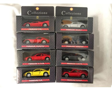 EIGHT BOXED SHELL FERRARI COLLEZIONE MODEL CARS - FULL SET 