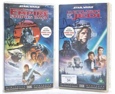 The Julian Glover Auction - David Prowse (also known as Dave Prowse) - Star Wars - Darth Vader - a pair of autographed Star W