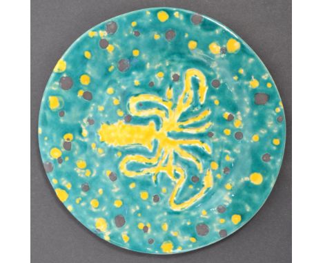 Private Collection of Julian Glover - an original 21st century handmade ceramic plate gifted to Mr Glover. The plate featurin