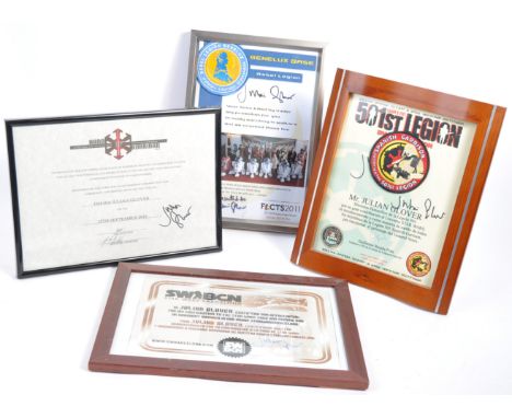 Private Collection of Julian Glover - a collection of x4 Star Wars related framed presentation certificates to Julian Glover.