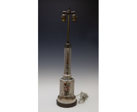An Antique White Bohemian Glass Lamp from the Mid-19th Century.H: Approximately 81cm 