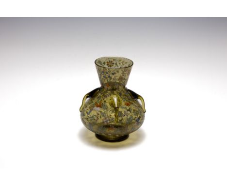 An Antique Enamel and Gilted Glass Mosque Lamp from the 19th Century. 