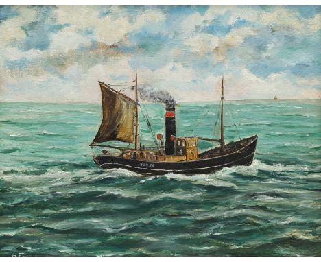 M Corrie (British 20th century): Steam Ship's Portrait, oil on board signed, together with two further 20th century marine oi