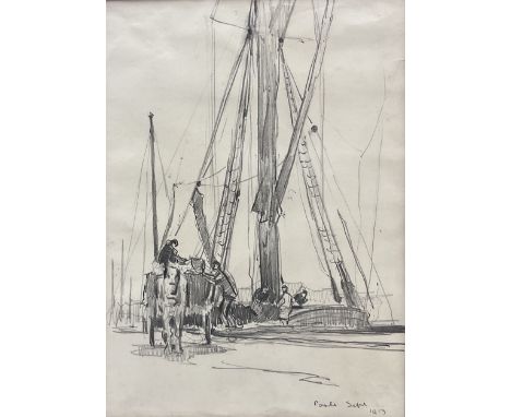 Frederick (Fred) Lawson (British 1888-1968): 'Poole', pencil sketch unsigned titled and dated Sept. 1913, 24cm x 18cm