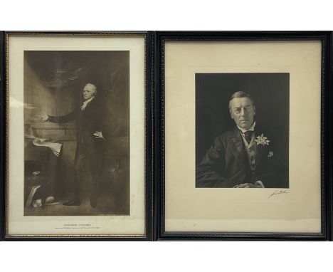 After John Trumbull (American 1756-1843): Full Length Portrait of Alexander Hamilton, sepia print pub. 1908, 41cm x 26cm; Ern