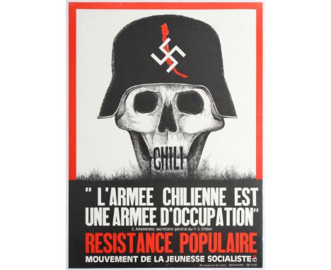 French Propaganda poster - The Chilean Army is a force of Occupation - Popular Resistance - Movement of the Socialist Youth. 