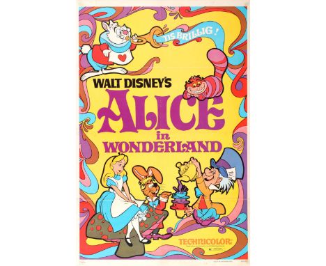 Original vintage movie poster for the 1981 re-release of the classic Walt Disney animation film Alice in Wonderland Tis brill