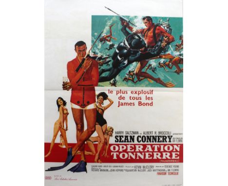 Original vintage movie poster for the French re-release of James Bond film, Thunderball - Operation Tonnerre, starring Sean C