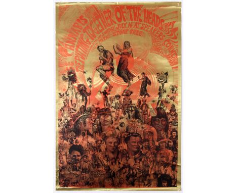 Rare Psychedelic Art Poster - Legalise Cannabis - The Putting Together of the Heads. Speakers Corner, Hyde Park. The poster L