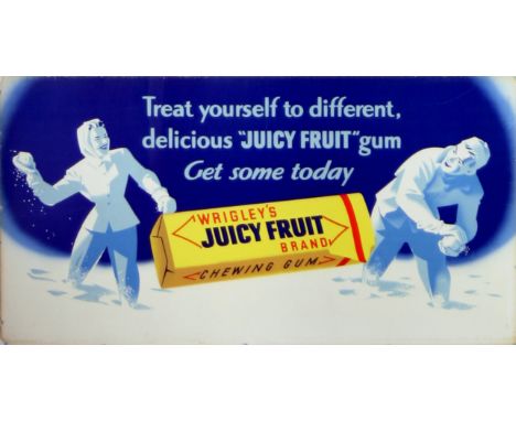 Original vintage poster for Wrigley's Juicy Fruit, treat yourself to different delicious "Juicy Fruit" gum, get some today. H