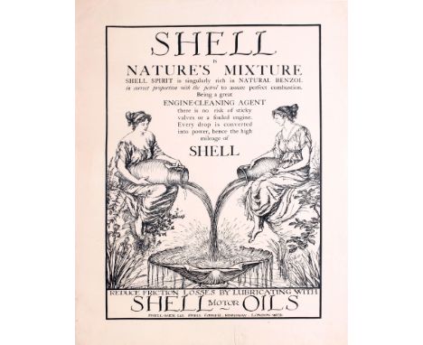 Rare original vintage advertising poster: Shell is Nature's Mixture. Shell Spirit is singularly rich in Natural Benzol in cor