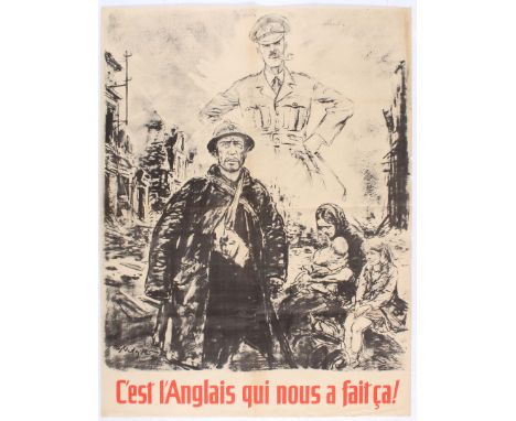 WWII Propaganda Poster issued in the Nazi occupied France under Vichy government - It's the English who did this to us. C'est