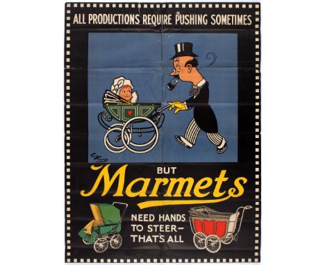 Advertising Poster - All productions require pushing sometimes - But Marmets need hands to steer - That’s all. Humorous adver