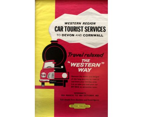 Original vintage British Railways poster for Western Region car tourist services to Devon and Cornwall - Travel relaxed the "