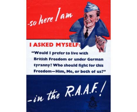 Original vintage World War Two recruitment poster for the Royal Australian Air Force. "So here I am, I asked myself: Would I 