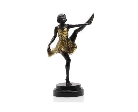 After Bruno Zach (Ukrainian-Austrian, 1891- 1945) a bronze and gilt-bronze sculpture dancer, impressed ‘B. Zach’ to base. 35c