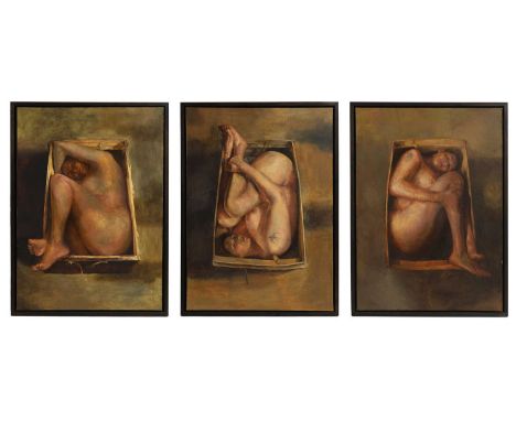 Victoria ('Vida') Russell (b.1962) 'Trunk I, II and III'a triptych, oil on canvas139 x 100cm (3)Provenance: Purchased directl